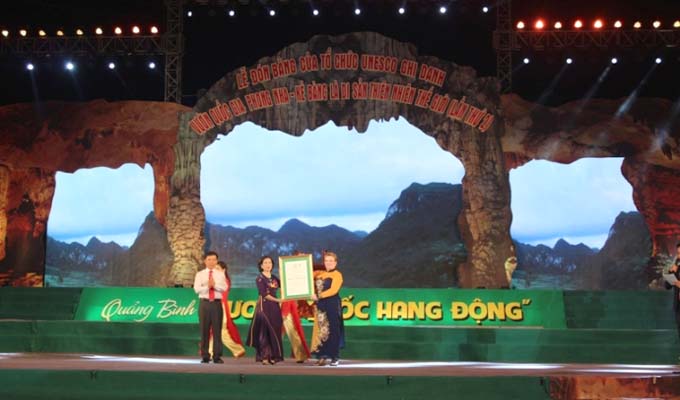 Quảng Bình đón nhận Bằng UNESCO ghi danh Vườn quốc gia Phong Nha – Kẻ Bàng là Di sản thiên nhiên thế giới lần 2