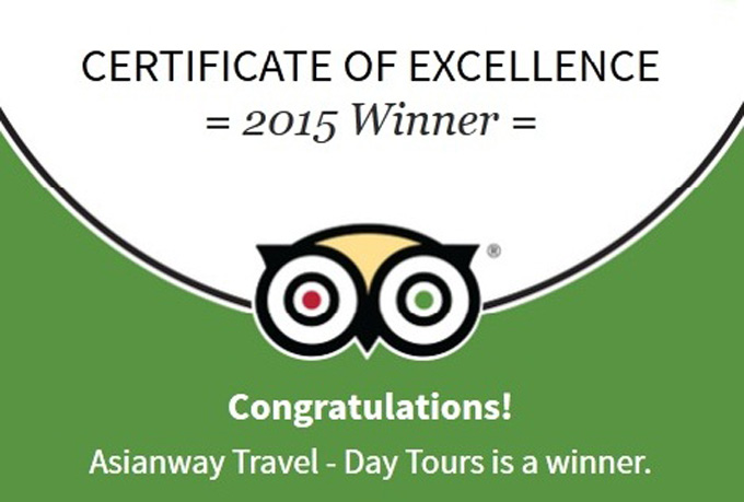  Asianway Travel won the 2015 Certificate of Excellence