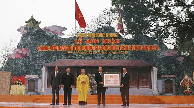 Vinh Nghiem Pagoda receives Special National Relic title