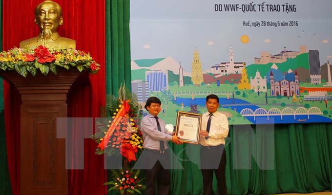 Thành phố Huế được công nhận thành phố xanh quốc gia của Việt Nam trong năm 2016