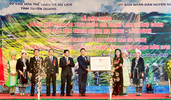 Khu bảo tồn Na Hang-Lâm Bình nhận bằng danh thắng cảnh Quốc gia