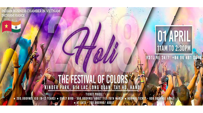 Rendez-vous à la fête des couleurs Holi 2018 à Ha Noi