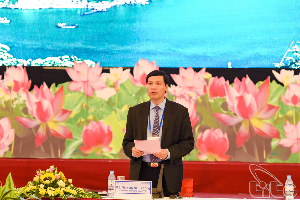 Chủ tịch UBND tỉnh Quảng Ninh Nguyễn Đức Long phát biểu tại cuộc họp Đối thoại chính sách cao cấp APEC về Du lịch bền vững 2017