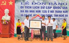Con Cuông (Nghệ An) đón Bằng công nhận Di tích lịch sử cấp quốc gia Bia Ma Nhai